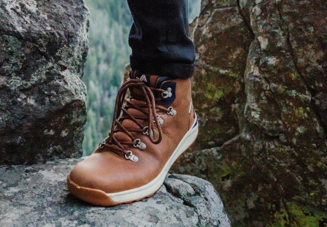 Click to shop Forsake's hiking shoes. Image features the Patch in tan.
